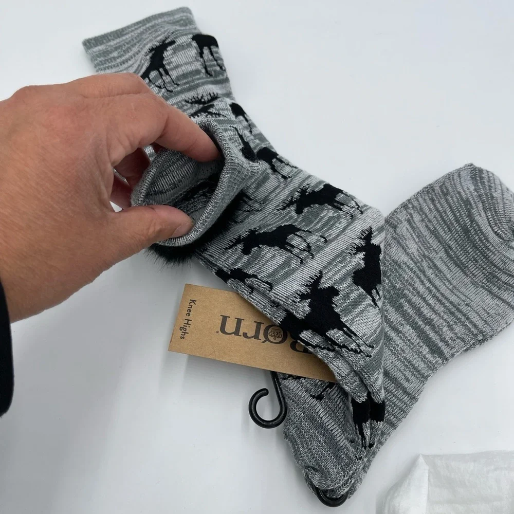 Born Full Cushion Moose Print Socks - Over the Calf
